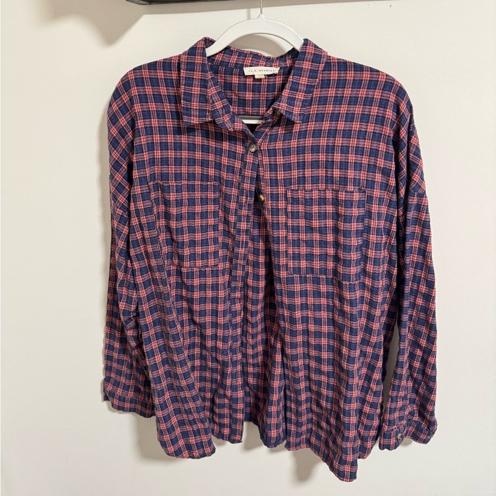 L.A. Hearts Pink and Navy Plaid Shirt